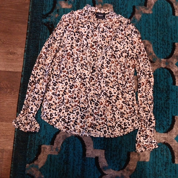 Anthropologie Maeve High Ruffle Neck Frill Apron Cottagecore Top Size 2 Milkmaid - Picture 1 of 4